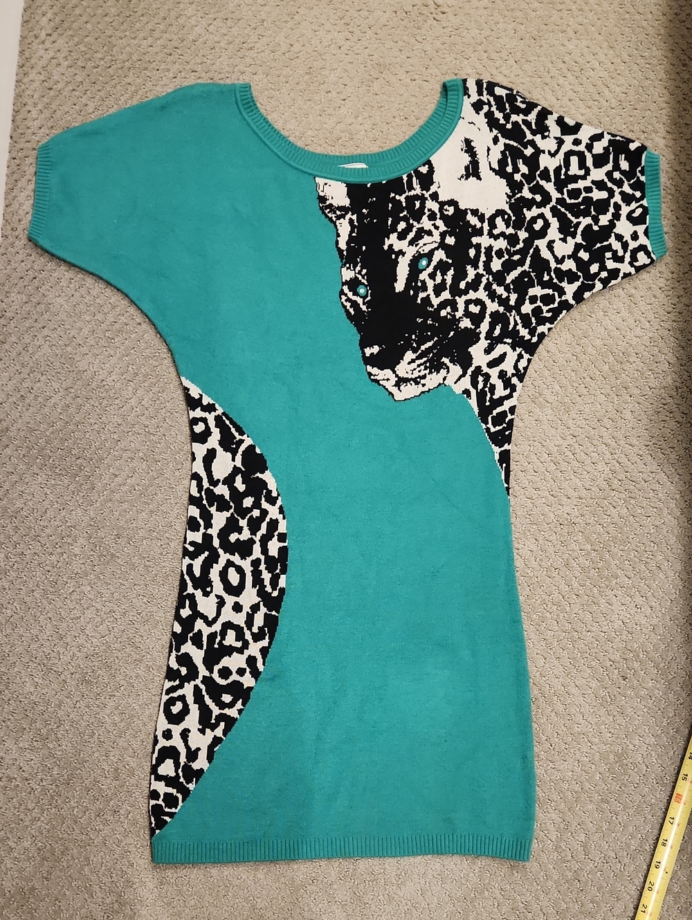 NEW* Yoana Baraschi Green and Black LEOPARD  Knit Dress. M